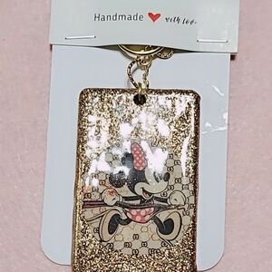 Gold Glitter Minnie Mouse Keychain